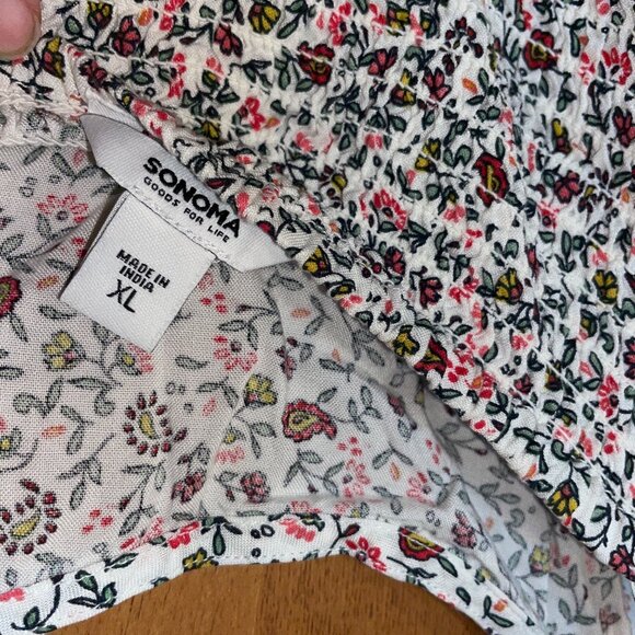 Sonoma Womens Floral Print Dress XL Adjustable Straps Sleeveless White Multi-Col - Picture 5 of 7